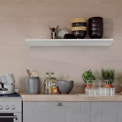 Kirklands Home White Wedge Wood Large Floating Shelf