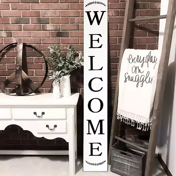 Kirklands Home Welcome Laurel Porch Board White Discount