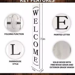 Kirklands Home Welcome Laurel Porch Board White Discount