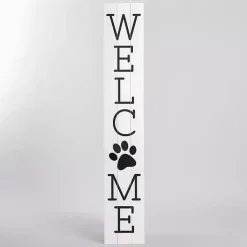 Kirklands Home White Welcome Paw Print Porch Board Online