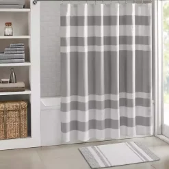 Kirklands Home White with Stripe Reversible Bath Mat, 30 in. Gray Hot
