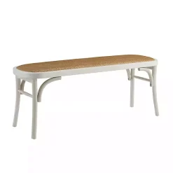 Kirklands Home Wood & Rattan Conelly Bench White Online
