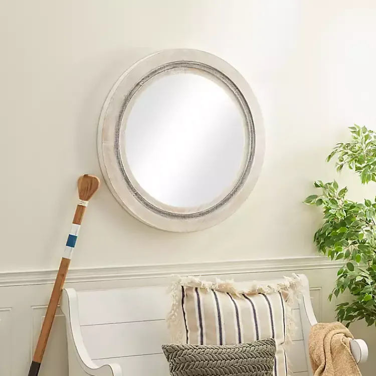 Kirklands Home White Wood Aislinn Wall Mirror