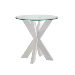 Kirklands Home Wood and Glass Top X-Base Accent Table White Online