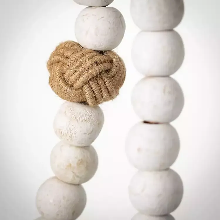 Decorative Accents>Kirklands Home White Wood and Jute Beaded Garlands, Set of 2