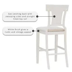 Kirklands Home Wood and Rattan Upholstered Bar Stool White