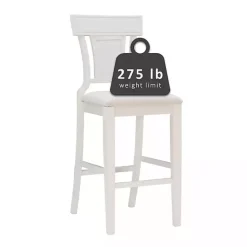 Kirklands Home Wood and Rattan Upholstered Bar Stool White