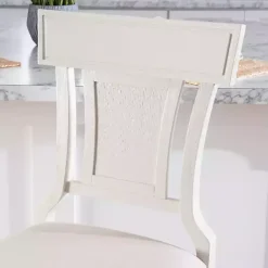 Kirklands Home Wood and Rattan Upholstered Counter Stool White Best