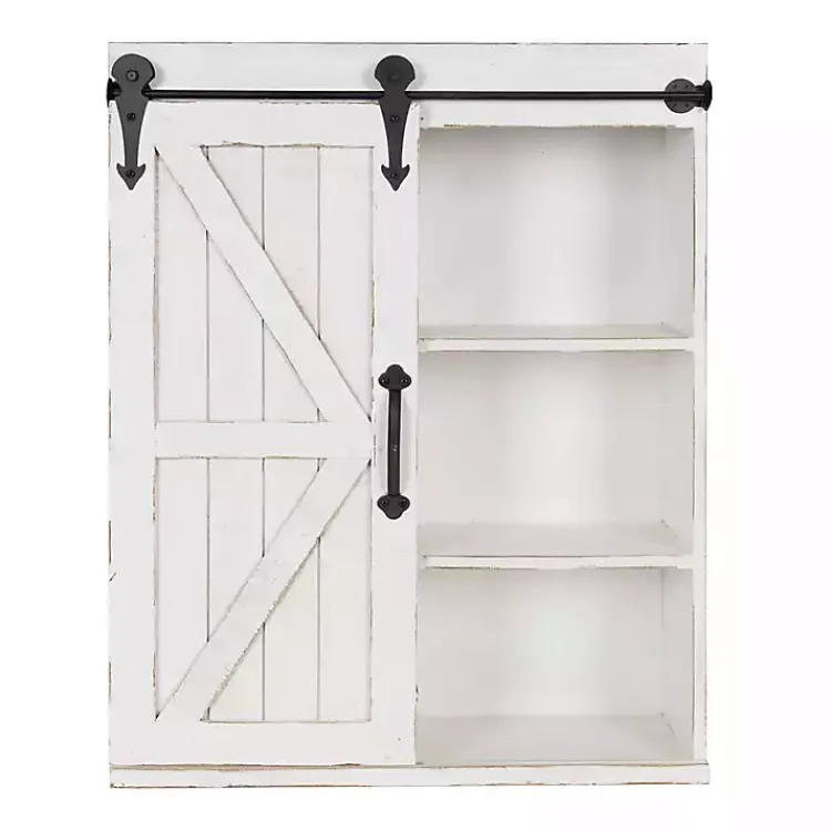 Kirklands Home Wood Barn Door 5-Shelf Wall Cabinet White Online