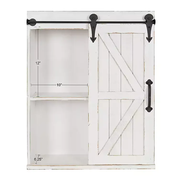 Kirklands Home Wood Barn Door 5-Shelf Wall Cabinet White Online