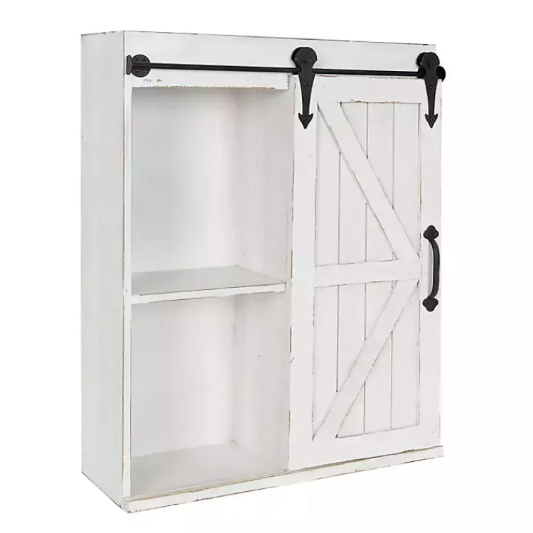 Kirklands Home Wood Barn Door 5-Shelf Wall Cabinet White Online
