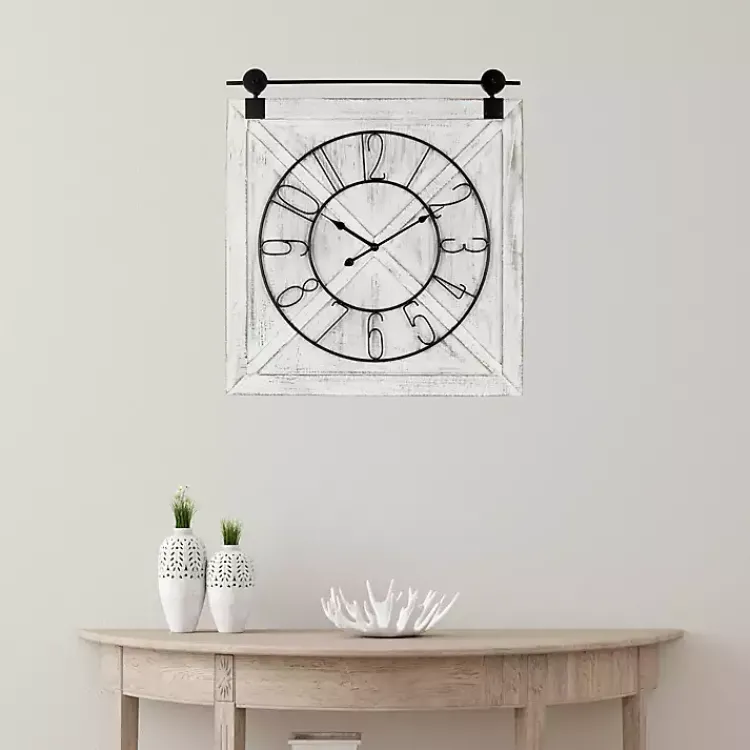 Kirklands Home White Wood Barndoor Wall Clock Clearance