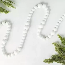 Christmas Tree Decorations>Kirklands Home Wood Beaded Garland White
