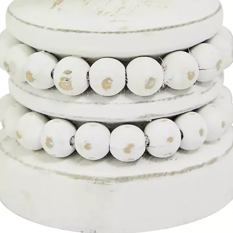 Candle Holders>Kirklands Home Wood Beaded Pillar Candle Holders, Set of 2 White