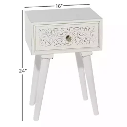 Kirklands Home Wood Carved Drawer Accent Table White New