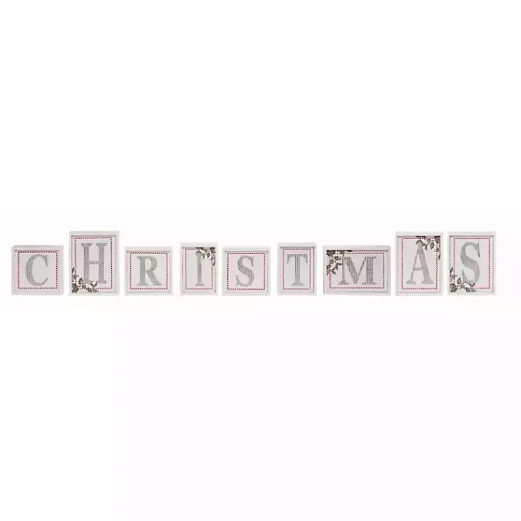 Christmas Decorations>Kirklands Home Wood Christmas Letter Blocks, Set of 9 White