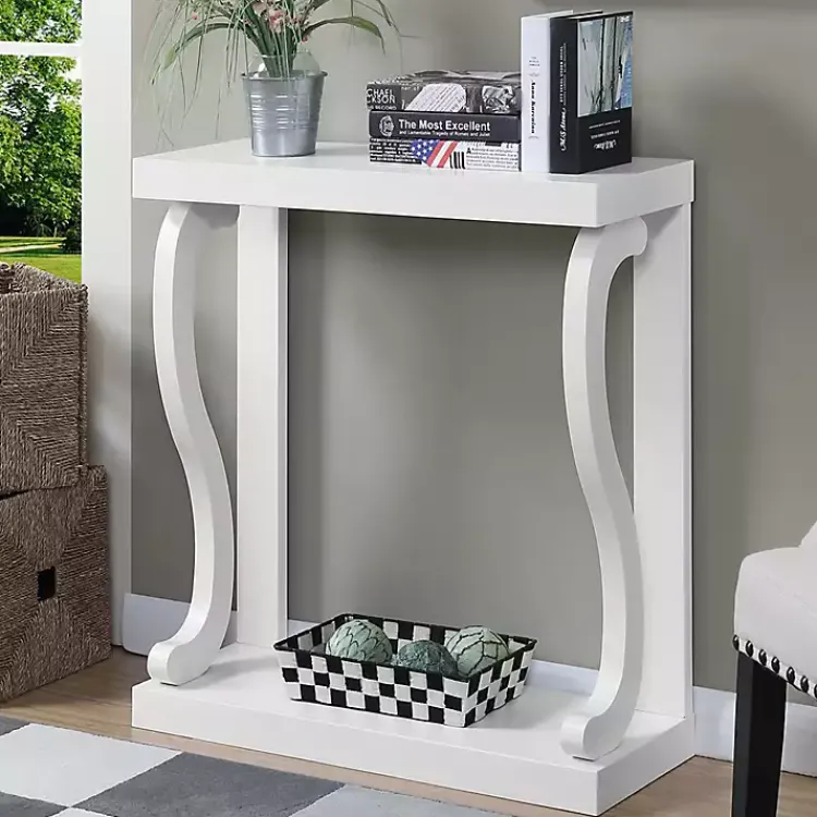 Kirklands Home Wood Curved Sides Console Table White New