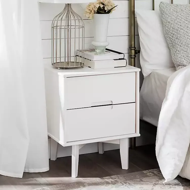 Kirklands Home Wood Cut-Out Handle Nightstand White Clearance