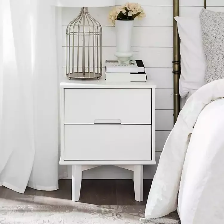 Kirklands Home Wood Cut-Out Handle Nightstand White Clearance