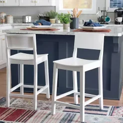 Kirklands Home Wood Devin Counter Stools, Set of 2 White Sale