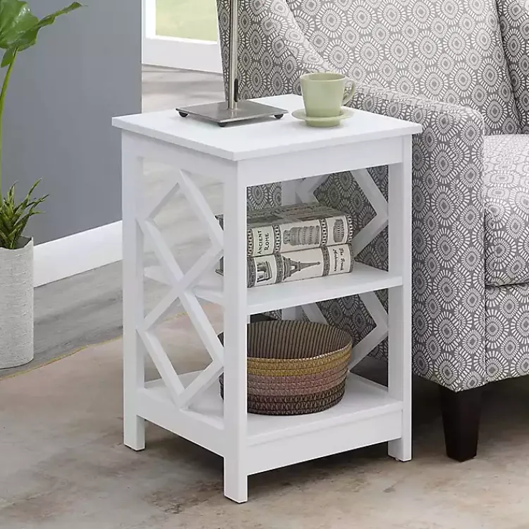 Kirklands Home Wood Diamond 2-Tier Accent Table White Sale