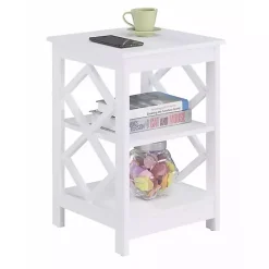 Kirklands Home Wood Diamond 2-Tier Accent Table White Sale