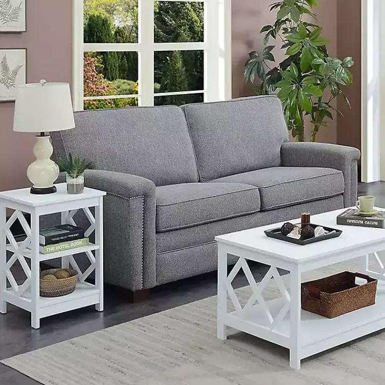 Kirklands Home Wood Diamond 2-Tier Accent Table White Sale