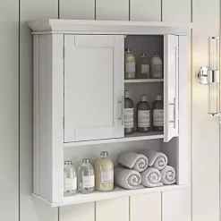 Kirklands Home Wood 2-Door Open Shelf Wall Cabinet White Sale