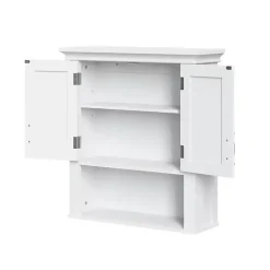 Kirklands Home Wood 2-Door Open Shelf Wall Cabinet White Sale
