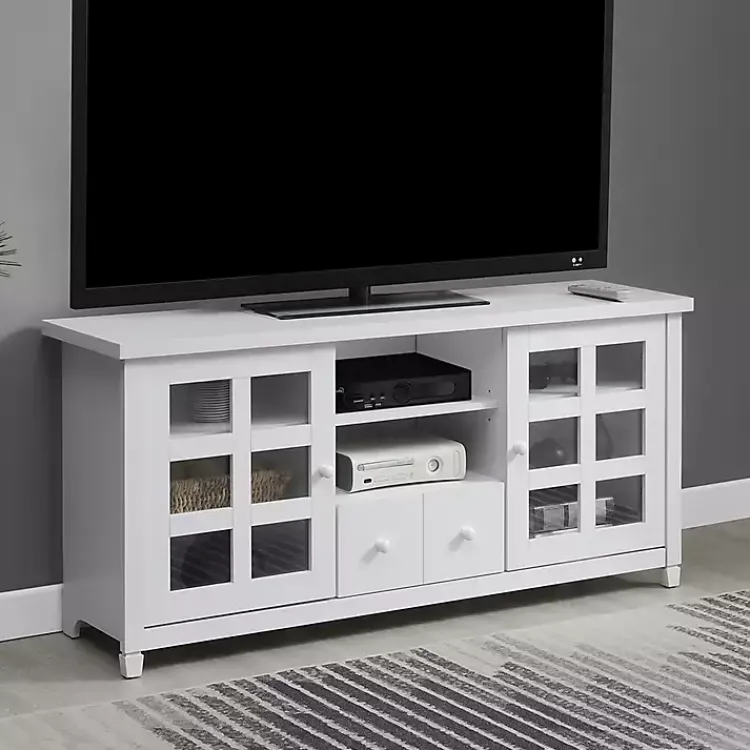 Kirklands Home Wood 2-Door Windowpane Media Cabinet White Discount