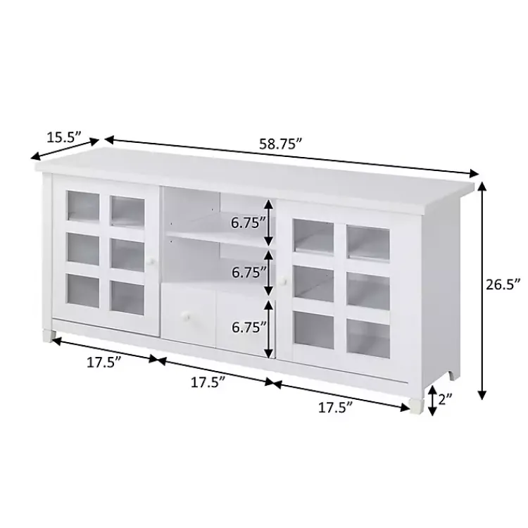 Kirklands Home Wood 2-Door Windowpane Media Cabinet White Discount