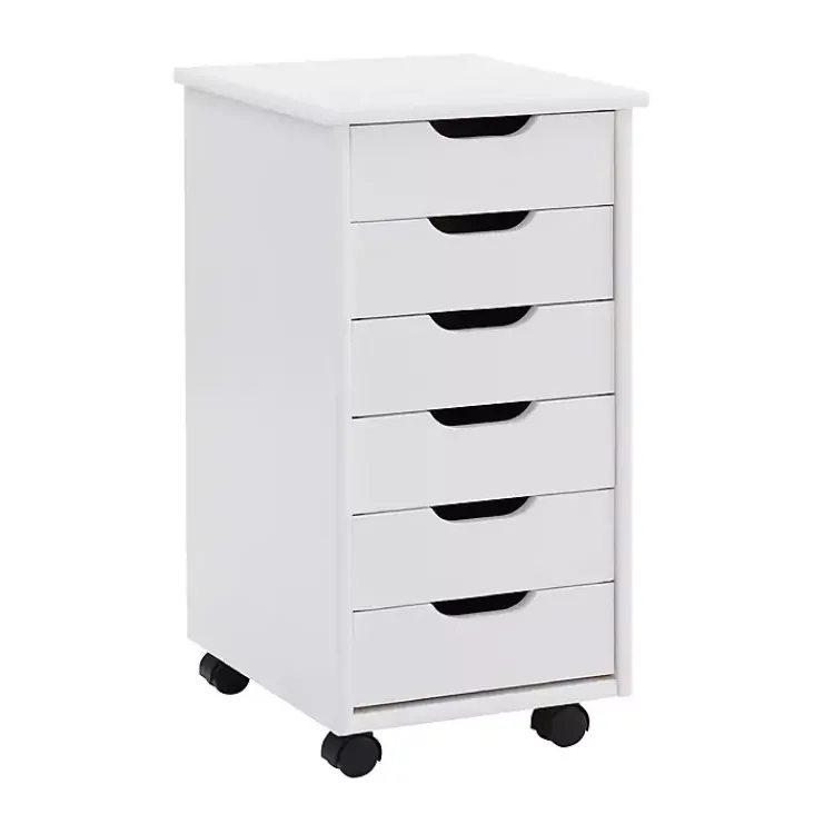 Kirklands Home Wood 6-Drawer Cary Storage Cart White Sale