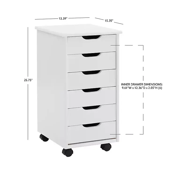 Kirklands Home Wood 6-Drawer Cary Storage Cart White Sale