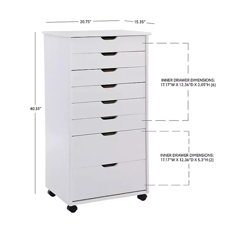 Kirklands Home Wood 8-Drawer Cary Storage Cart White Best