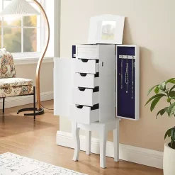Kirklands Home Wood 4-Drawer Elena Jewelry Armoire White Clearance