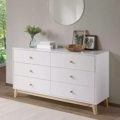 Kirklands Home Wood 6-Drawer Footed Dresser White Sale