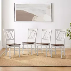 Kirklands Home Wood Farmhouse Dining Chairs, Set of 4 White Online
