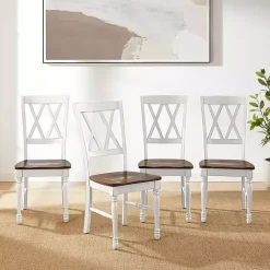 Kirklands Home Wood Farmhouse Dining Chairs, Set of 4 White Online
