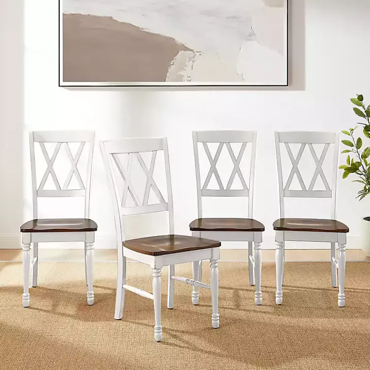 Kirklands Home Wood Farmhouse Dining Chairs, Set of 4 White Online