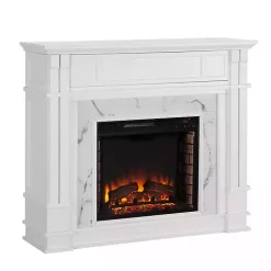 Kirklands Home Wood Faux Marble LED Media Fireplace White Online