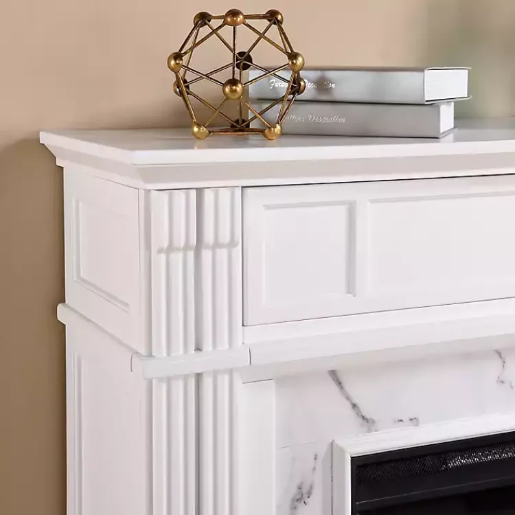 Kirklands Home Wood Faux Marble LED Media Fireplace White Online