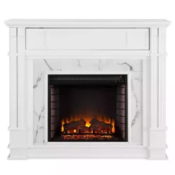 Kirklands Home Wood Faux Marble LED Media Fireplace White Online