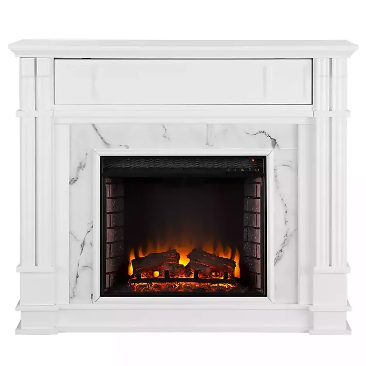 Kirklands Home Wood Faux Marble LED Media Fireplace White Online