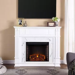 Kirklands Home Wood Faux Marble LED Media Fireplace White Online