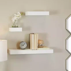 Kirklands Home Wood Floating Shelves, Set of 3 White Clearance