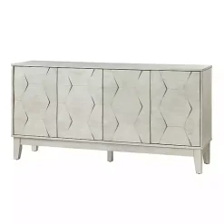 Kirklands Home Wood Geometric 4-Door Cabinet White Hot