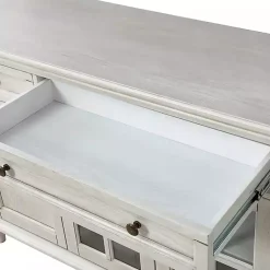 Kirklands Home Wood Glass Door Sideboard Cabinet White Hot