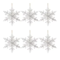 Christmas Ornaments>Kirklands Home Wood Large 6-pc. Snowflake Ornament Set White