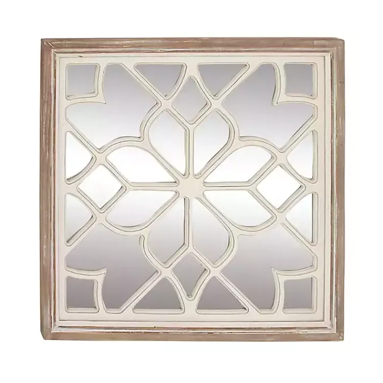 Kirklands Home White Wood Lattice Overlay Mirror Hot