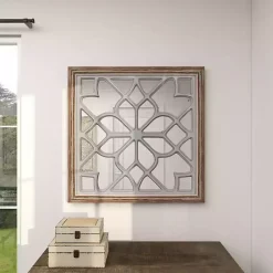 Kirklands Home White Wood Lattice Overlay Mirror Hot